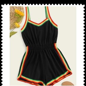 Black w rainbow romper fits like 1X